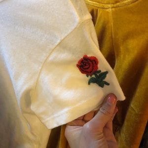 Brandy Melville Rose Embroidered T Shirt